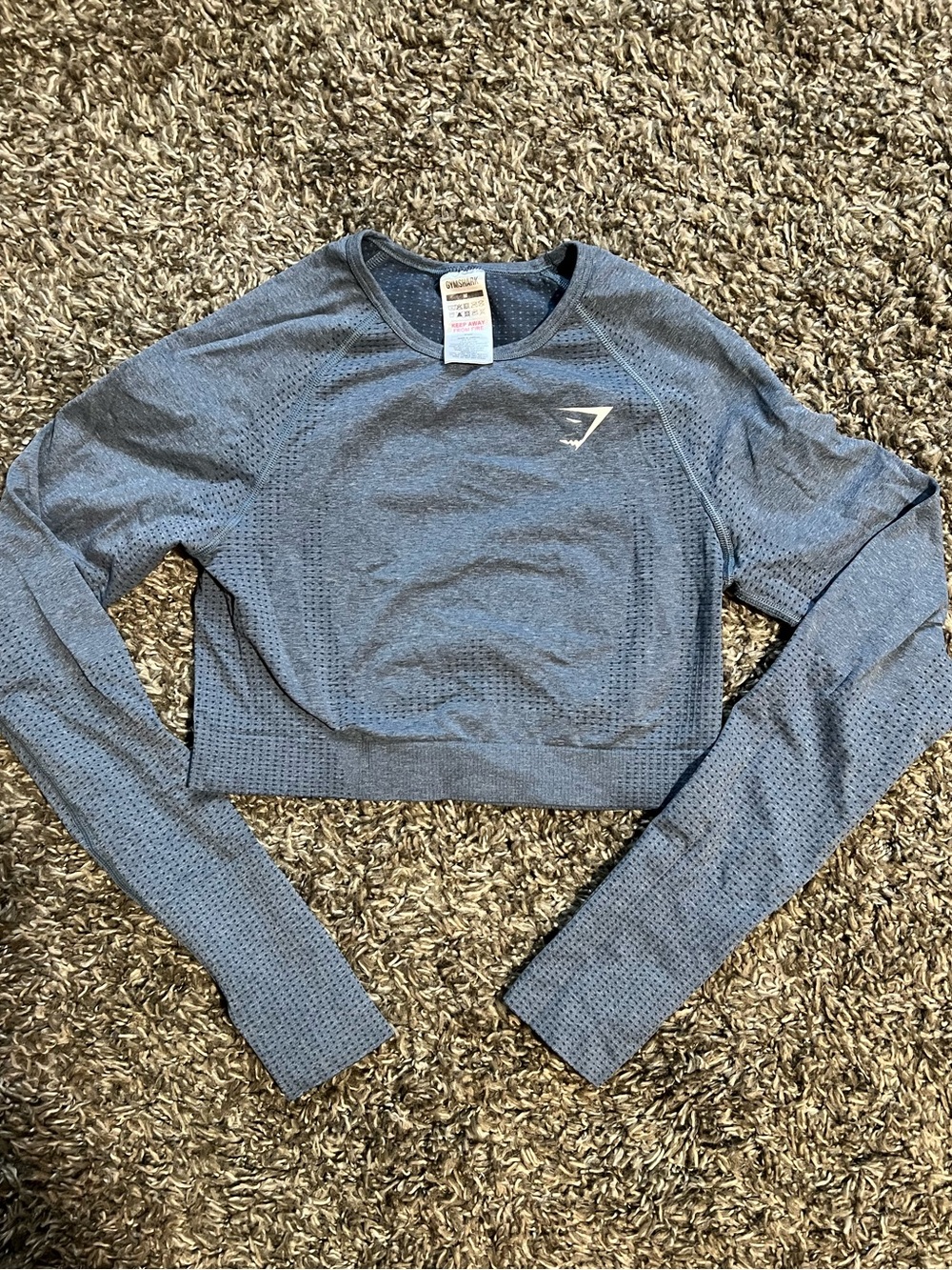Gymshark Blue Seamless Long-Sleeve Cropped Training Top